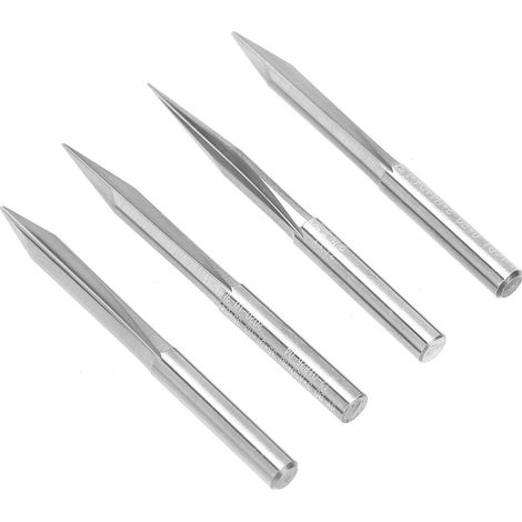 4-teiliger V-förmiger Schnitzfräser, 2-schneidiger Gravieraufsatz 4x0,4x15°/4x0,4x20°/4x0,4x25°/4x0,4x30° (1/5)