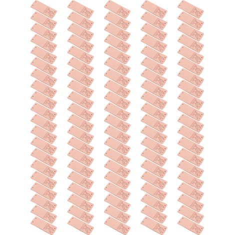 100 étiquettes faites main en microfibre résistante, impression nette et lisse, gaufrées et pratiques, rose (1/5)