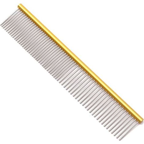 1 Peigne à dents rondes, Acier inoxydable, Design 2 en 1, Pour chiens et chats, Toilettage poils emmêlés (1/5)