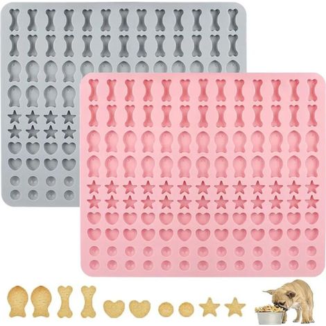 Silikon-Backform mit 130 Mulden für Hundeleckerlis – Keksform mit Tiermotiven, antihaft, flexibel, wiederverwendbar & ideal für selbstgemachte Snacks - Crezuo