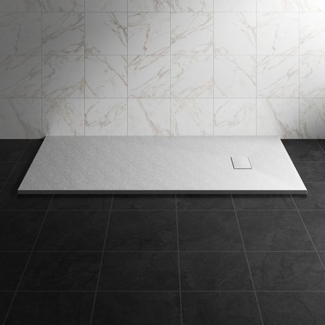 NRG 1700 x 900mm SMC White Rectangle Slate Effect Bathroom Shower Tray