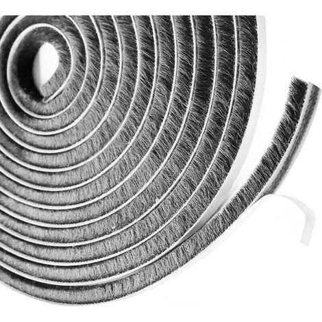 1PC Joint Brosse porte Coulissante,9 mm(B) x 9 mm(D) x 6 M(L) Joint Porte Adhésif, Bande de Brosse Autocollante Anti-poussière Convient pour L'isolation la Protection Contre le Vent (1/4)