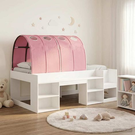 Cama con túnel 3 uds. Blanco y Rosa Madera de ingeniería (1/5)