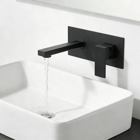 YISSALE -Outillage -Mixeur à manche unique, robinet mural, robinet pour baignoire couverte, robinet pour lavabo, robinet mural pour salle de bains noir (1/5)