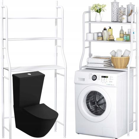 Mobiletto da bagno con 3 ripiani, orizzontale, organizer sopra il WC.
