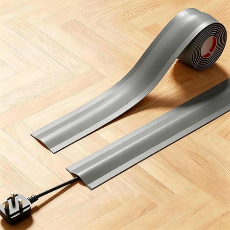 Copricavo flessibile - Grigio - Autoadesivo - Gestione cavi - Protezione cavi per pareti, pavimenti, case, uffici, garage (3,8 cm  5 m) (1/5)