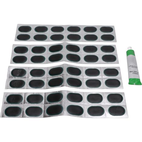 48 pièces de rustines pour chambre à air de vélo, kit de réparation de crevaison pour pneus de bicyclette (1/5)