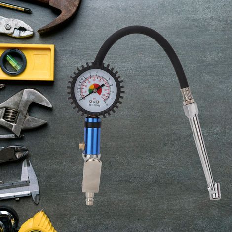 Gonfleur de pneus autobloquant 12 bars avec manomètre et raccord rapide (1/5)