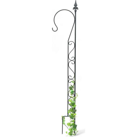 Dandibo – Treillis en métal noir 145 cm – Support intégré pour lanternes – Surface poudrée anti-rouille – Pour plantes grimpantes