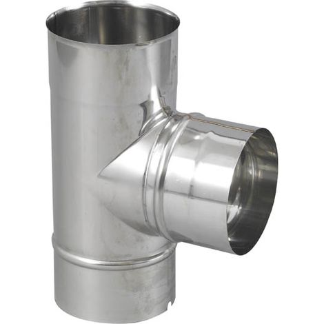 TEN – Té équivalent inox 304 Ø180 – Raccord fumisterie mâle à 90° – Tube simple paroi pour gaz, fuel et bois