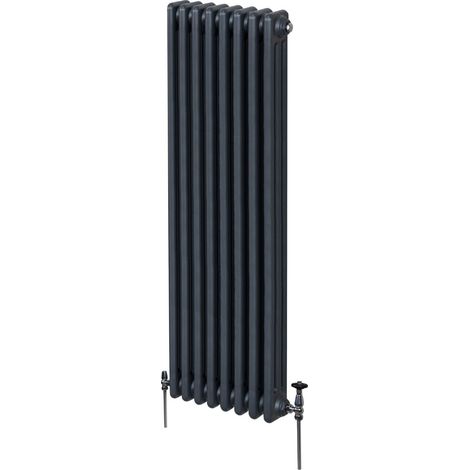 Radiatore Termosifone a 3 Colonne 1800mm x 382mm Moderno Centralizzato Grigio antracite in Acciaio Inox Verticale a Parete Cucina Soggiorno Bagno Kit di Fissaggio e Spazzola Inclusi