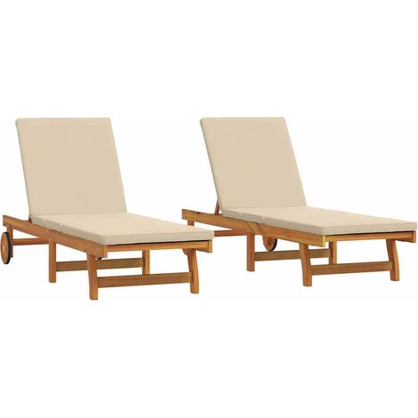 Maison Exclusive - Sonnenliege 2-Person 2 pcs Braun Massivholz Ak