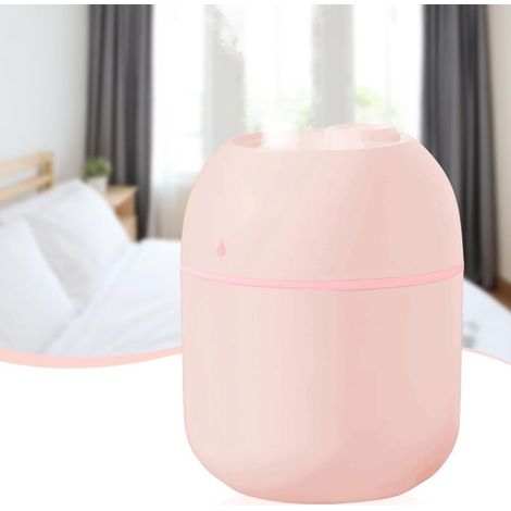 (Pink)Mini Humidifier - 220ml Small Portable USB Powered Cool Mist Air Desktop Diffuser with Soft Night Light for Car Bedroom Office (1/5)