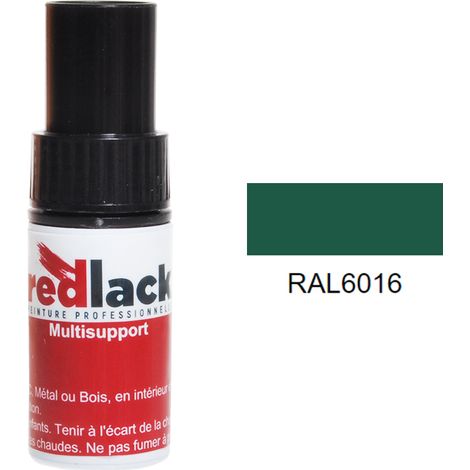 Retuschefläschchen mit Pinsel 9ml – RAL 6016 - Seidenmatt - Türkisgrün - für verschiedene Oberflächen - Redlack