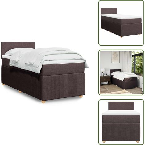 Cama con cabecero - vidaXL Cama box spring con colchón tela marrón oscuro 80x200 cm - Colchón ensacado