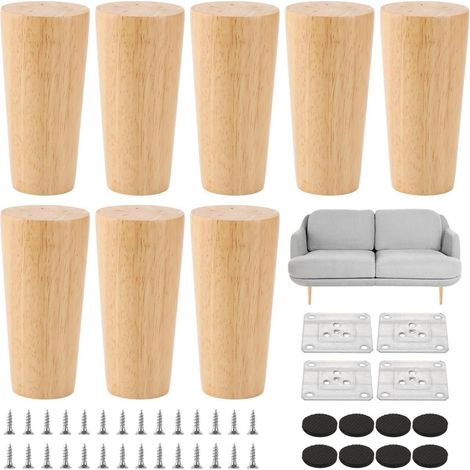 Pieds De Meuble En Bois - 10 Cm - Pour Canapé Lit Armoire - Charge Maximale 300 Kg - Lot De 8 (1/5)