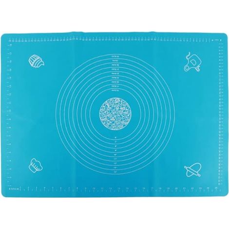 Tapis de cuisson antiadhésif en silicone avec mesures - accessoires de pâtisserie (bleu, 50x70cm) (1/5)