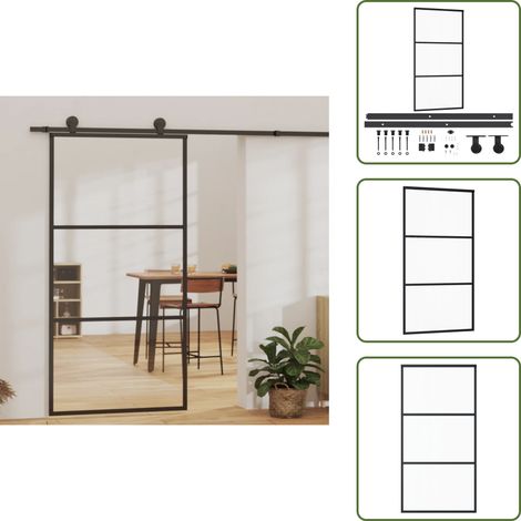 Schiebetür mit Beschlag ESG-Glas & Aluminium 102x205 cm - Schiebetür - Glastür - ESG-Glas - Aluminiumtür - Badezimmertür (1/5)