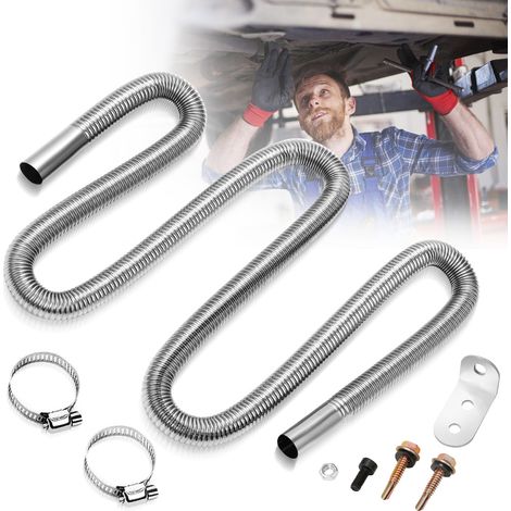 Randaco Tubo di scarico 200 cm Ø 25 mm in acciaio inox per riscaldatore diesel da veicolo, flessibile con accessori di montaggio (1/5)