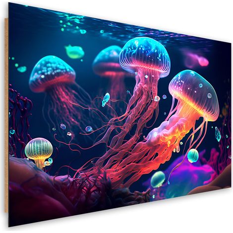 Deco panel print, Neon sea jellyfish - 60x40 (1/5)