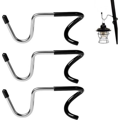 3er-Set Haken für Sonnenschirme oder Stangen – Haken für Campinglampen – Multifunktionale S-Haken – Rutschfeste Gummibeschichtung – Tragbar und einfach zu montieren