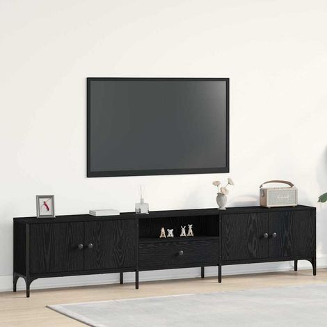 TV-Schränk Schwarz Eichen-Optik 200 x 25 x 44 cm Holzwerkstoff