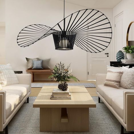 ZMH Suspension noire table à manger - E27 moderne Lampe de table 120CM avec abat-jour en tissu lustre pour salle à manger salon, sans ampoules (1/5)