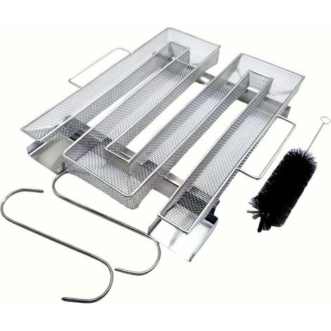 Générateur de fumée froide en acier inoxydable avec 2 crochets à viande + 1 brosses de nettoyage - Fumoir pour barbecues, barbecues, fumoirs à fumer réutilisables (22,5 x 21,5 x 4 cm) (1/4)