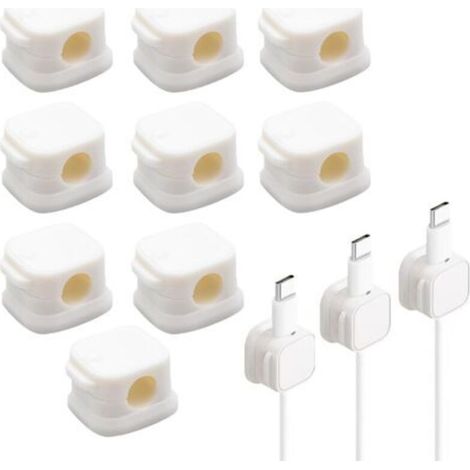 9 Pièce Clips Cable,Magnetic Cable Clips,Accroche Cable,Clips Cable Adhesif,Cable Clips,Support Cable,Pince Cable,Accroche Cable Adhésif,pour Câble de Chargement,HDMI,USB,Câble Audio(Blanc)