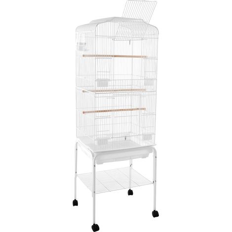 Jaula para pájaros, diseño elegante, fácil de mover, blanca. (1/2)