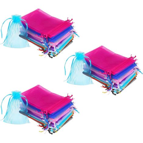 150 bolsas de regalo de organza de 4 x 6 pulgadas con cordón, ideales para joyas o recuerdos de boda (multicolor). (1/4)