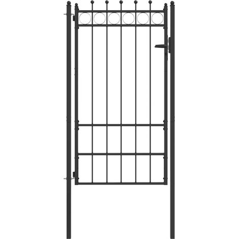 Fence Gate HORST 100 x 175 cm Metal Black Lockable vidaXL (1/4)