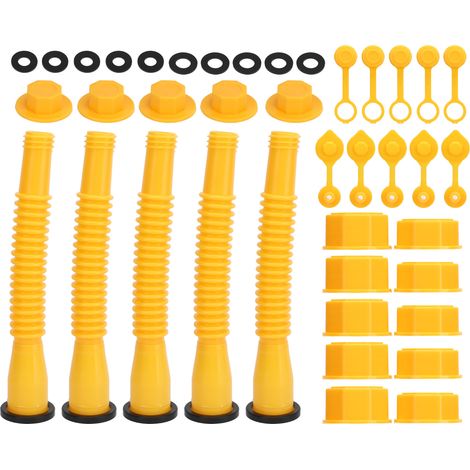Ortviai Tuyau de Remplissage pour Bidon à Essence – Lot de 5, Étanche, Flexible et Réglable, Jaune (1/5)