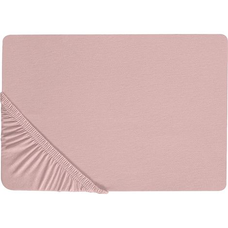 Sábana de algodón rosa estampado liso clásico ribete elástico 90 x 200 cm dormitorio Hofuf