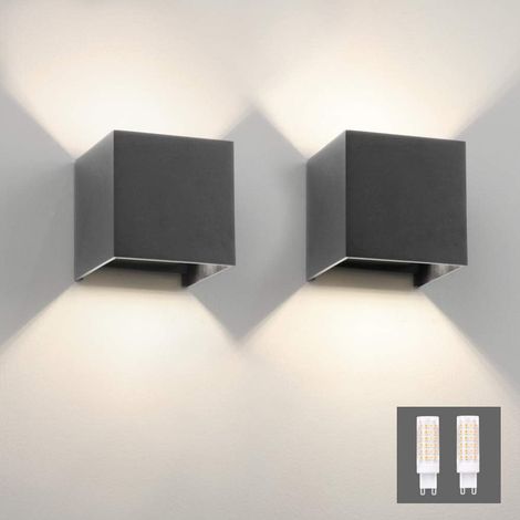 2PCS Applique Murale Interieur/Exterieur 9W LED Appliques Murales LED Blanc Naturel 4000K Lampe Murale pour le salon chambre Hall Escalier Pathway (Gris foncé 9W) (1/5)
