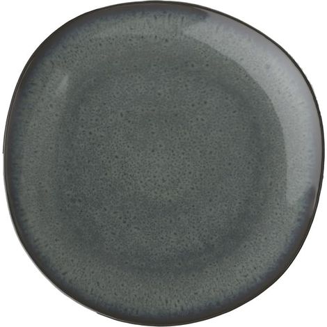 Assiette plate grise, en grès (1/5)