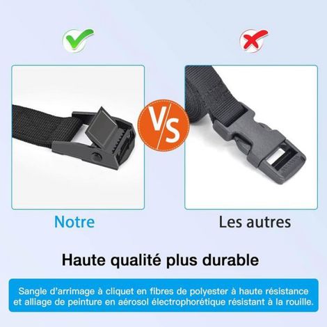 Sangle D'arrimage - 2,5 cm x 2 m - Charge Maximale 250 kg - Pour Moto Remorque Kayak - Lot de 4 (1/5)
