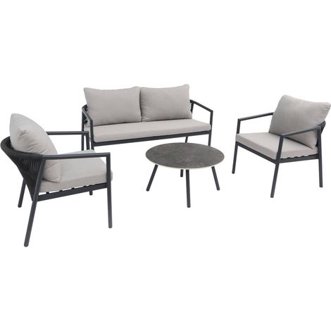 sweeek - Gartenmöbel-Set aus Aluminium mit Seilbespannung für 4 Personen