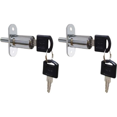 Push Plunger Lock 19mm x 23mm Cylinder Head Chrome Plated Zinc Alloy Keyed Alike 2 Pack，Une clé ouvre plusieurs serrures (1/4)