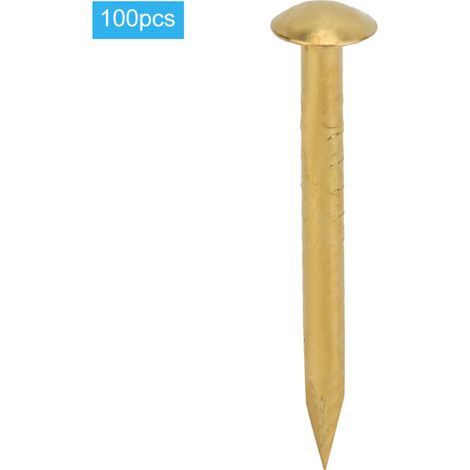 Irovami Lot de 100 clous à tête ronde en laiton vieilli, accessoires de fixation pour loisirs créatifs et bricolage, longueur 18 mm (1/5)