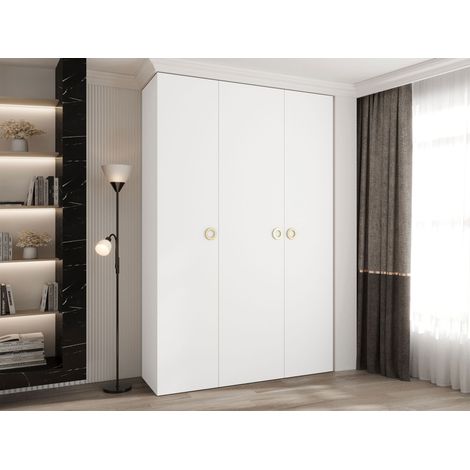 Armario Hartford 544, Blanco, 246x160x52cm, Puertas de armario: Con bisagras, Número de estantes: 7 (1/5)