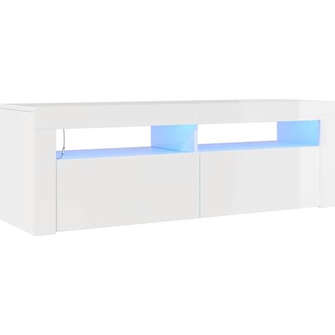 Maison Exclusive - TV-Schrank mit LED-Leuchten Hochglanz-Weiß 120