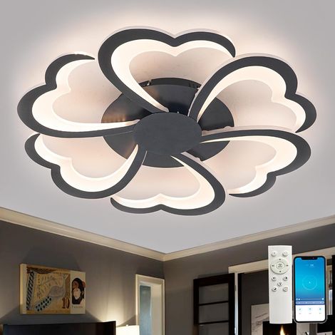 7200 Lumens, Ceiling Light with Remote Control, Modern Flower, Led Chandeliers, 3000K-6000K, Dimmable, Memory Function, Ceiling Lighting, Soft Light, 72W, Design, Suitable for Living Room, Bedroom (1/5)