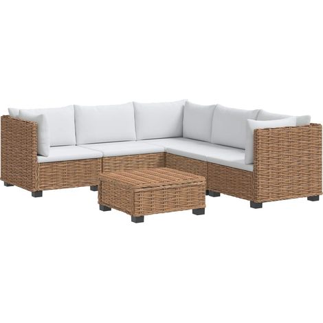 6 Stk. Rattan-Lounge-Set mit Kissen GENDT Naturrattan Natur vidaXL (1/5)