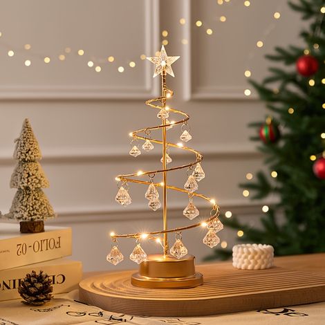 Veilleuse en fil de cuivre pour sapin de Noël, suspension en cristal blanc chaud, décoration de chambre, lampe de bureau (1/5)