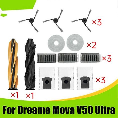 2 Ersatzteile für den Dreame Mova V50 Ultra Staubsauger: Hauptwalze, Seitenbürste, HEPA-Filter, Reinigungstuch und Staubbeutel. (1/5)