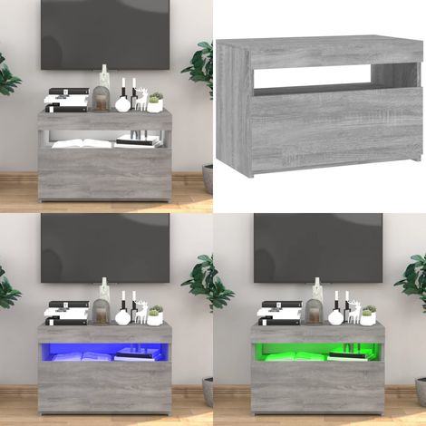 TV-Schrank mit LED-Leuchten Grau Sonoma 60x35x40 cm - TV Schrank - Holzwerkstoff Möbel - Grauer Wohntisch - LED Beleuchtung - Media Regal - Home & Living (1/5)