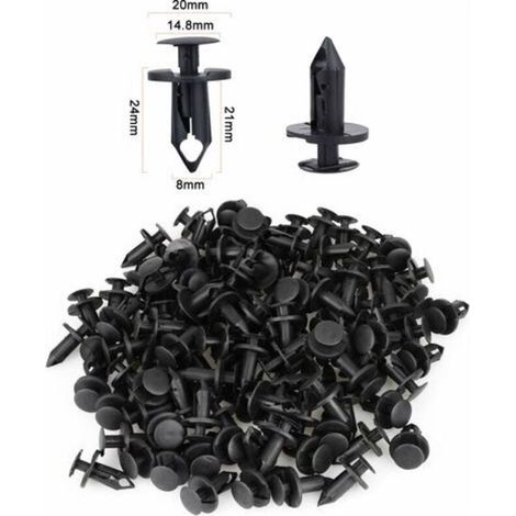 KZQ – Lot de 120 rivets en plastique noir 8 mm – Clips de garniture pour pare-chocs et garde-boue – Résistants aux hautes températures (1/3)