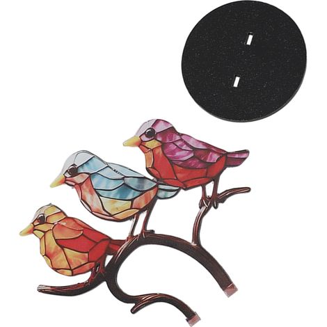 Décorations artisanales oiseaux sur branche acrylique multicolore vif statuettes animales plates bureau maison 3 oiseaux dans la même direction (1/5)