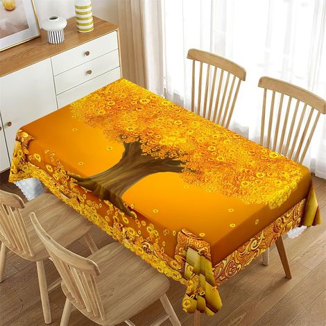 Nappe rectangulaire antitache, lavable et imperméable, idéale pour salle à manger, garden-party, mariage, café et hôtel (Dorée) (1/5)